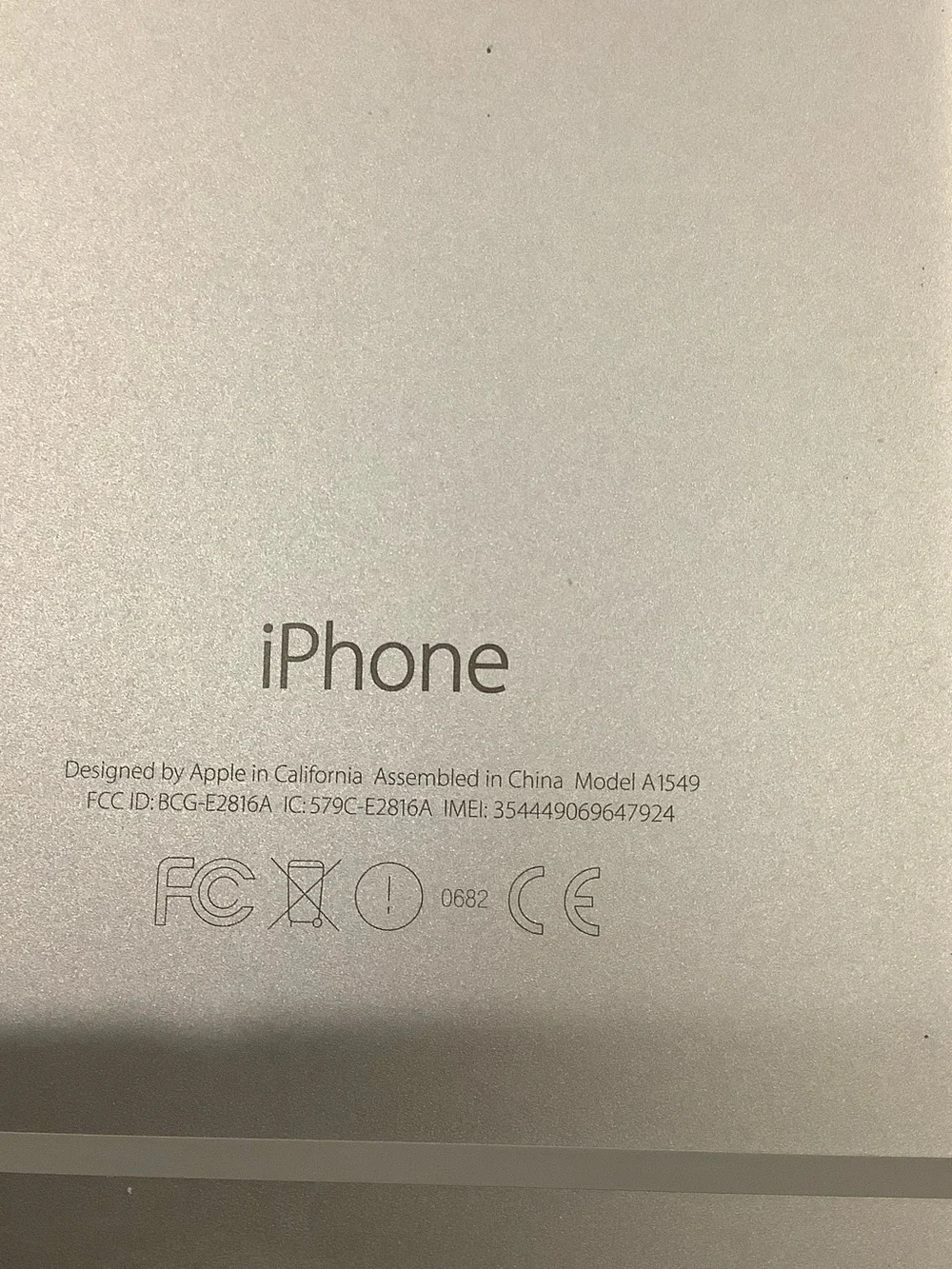 Apple iPhone White Front-Facing Smartphone Model A1549